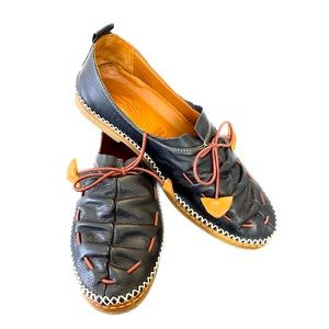 Spring Step Berna Black Leather Round Toe Slip On Loafer Size 39 (US 8) Women’s